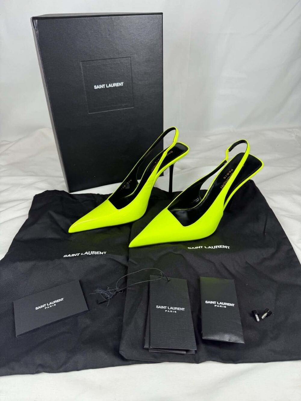 Saint Laurent Kiss Slingback Pumps US 6.5 SPB-TS 371457